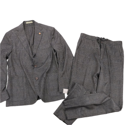CORNELIANI Glen Plaid Blazer and Trousers Set, Size 48