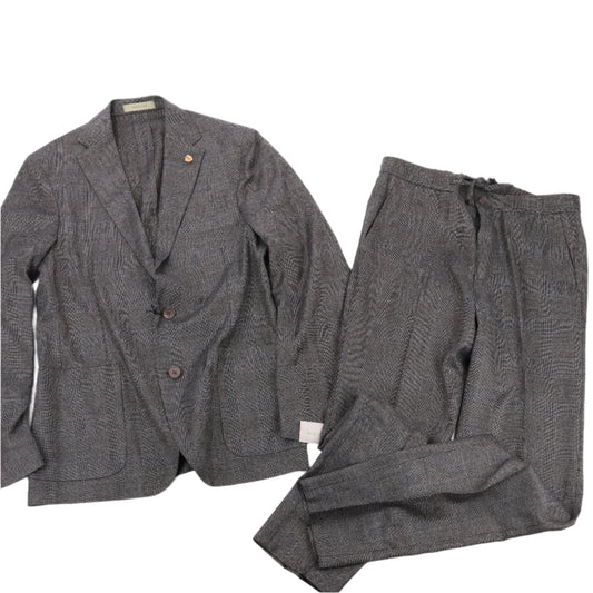 CORNELIANI Glen Plaid Blazer and Trousers Set, Size 48