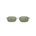 Capote AC222 rectangular sunglasses with green tinted lenses and silver-tone frames on a white background.