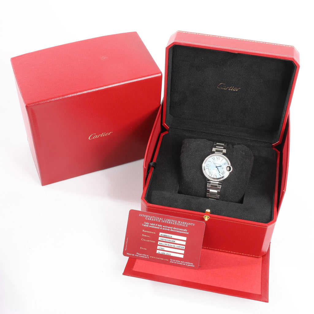 Cartier Ballon Bleu W4BB0028 3489426002BX SS AT Watch with Blue-Face