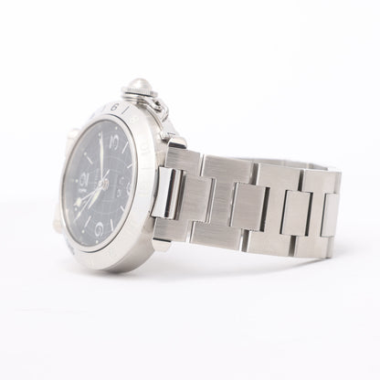 CARTIER Pasha C W31049M7 2550824719CD SS AT Uhr mit schwarzem Zifferblatt