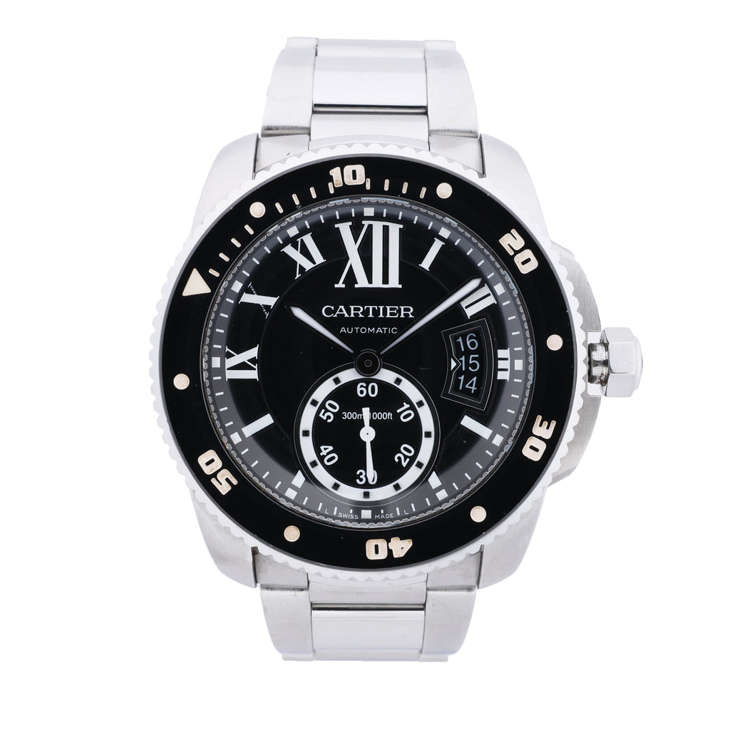 Cartier Calibr Doo Cartier W7100057 3729101416VX SS AT Black Dial Watch