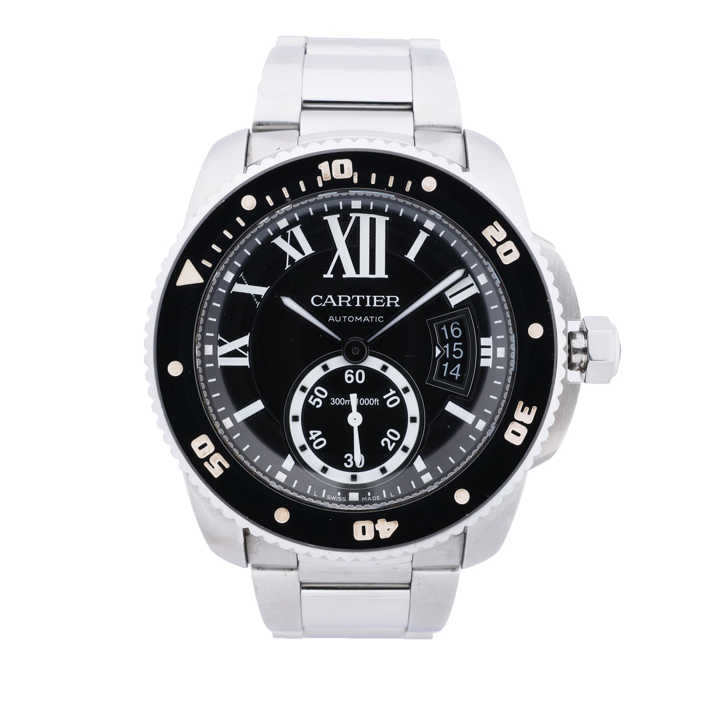 Montre Cartier Calibre Doo Cartier W7100057 3729101416VX SS AT à cadran noir