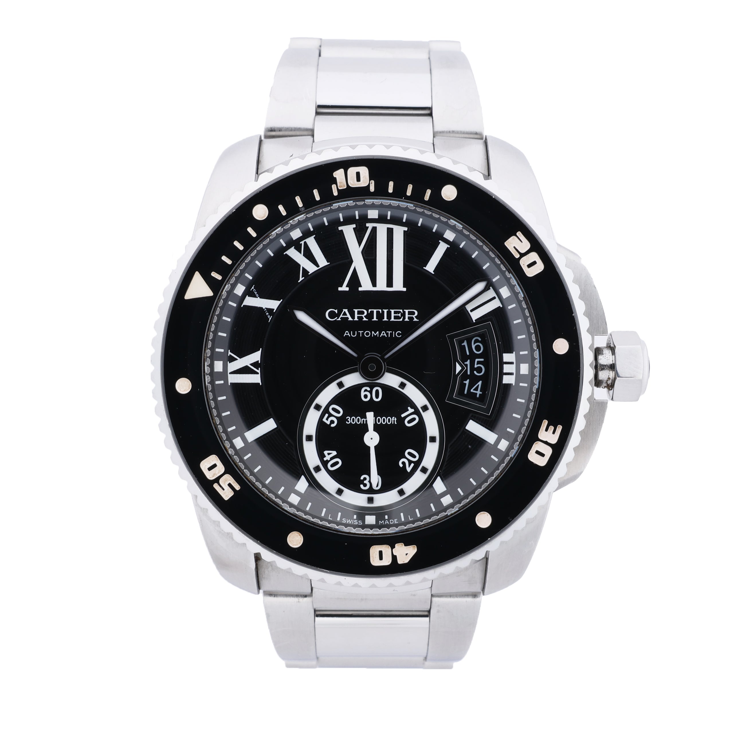 Cartier Calibr Doo Cartier W7100057 3729101416VX SS AT Black Dial Watch