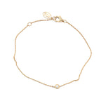 Cartier D'Amour XS bracelet in 18K yellow gold featuring a single bezel-set round diamond on a fine chain with lobster clasp and Cartier charm, model QQC093 CRB6045617, weight 1.4g.