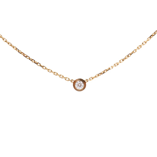 Cartier XS Diamond Necklace CRB7224517 featuring a bezel-set round diamond on an 18K yellow gold chain, minimal and elegant design.