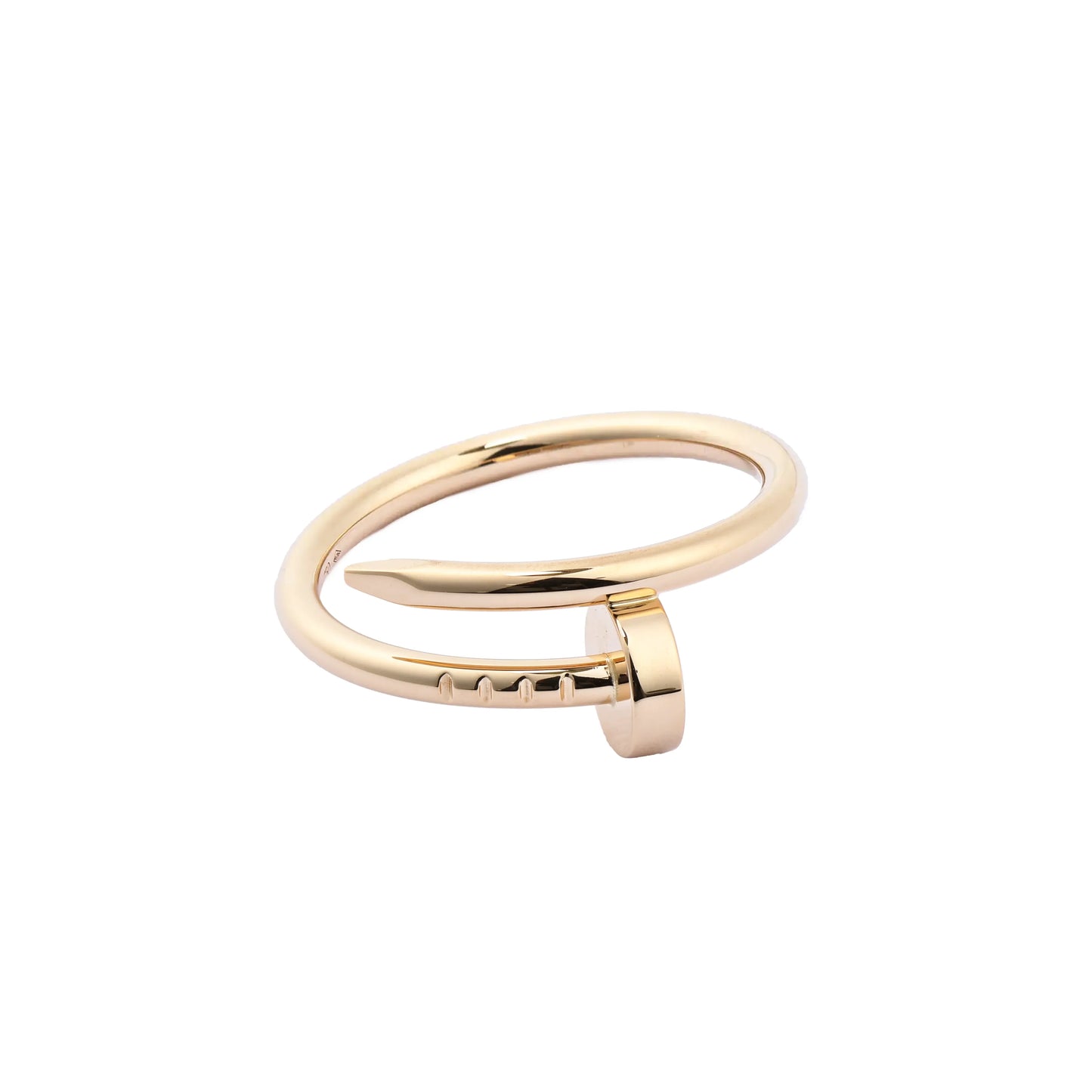 Cartier Juste un Clou SM ring in polished 750 yellow gold, shaped like a bent nail, size 50, weighing 3.5g -model OFD001.