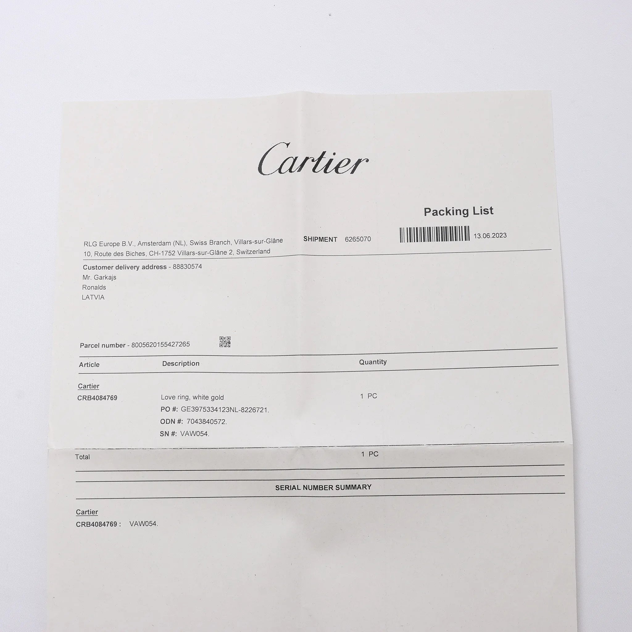 Cartier Love SM Ring 750(WG) 69 EU VAW054
