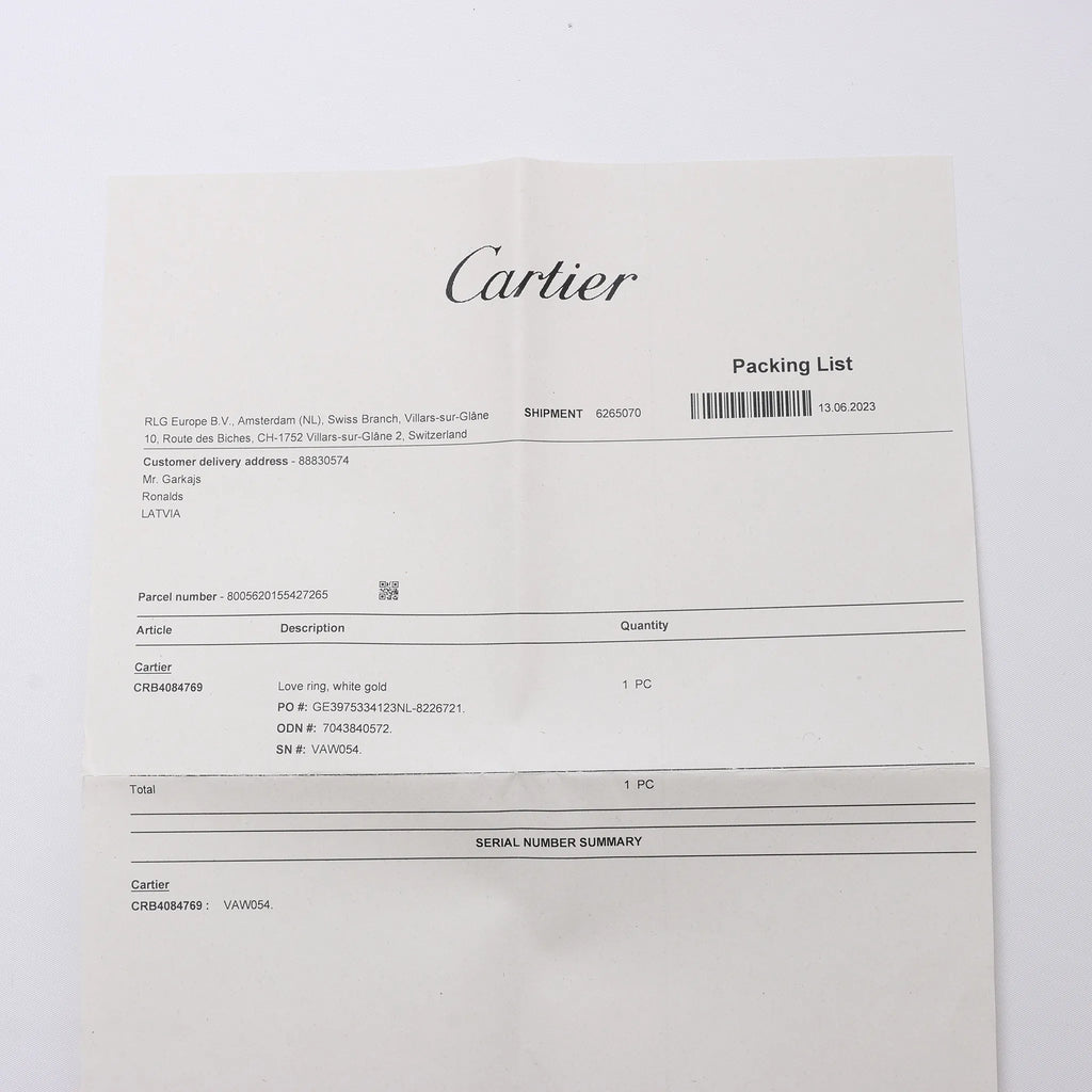 Cartier Love SM Ring 750(WG) 69 EU VAW054
