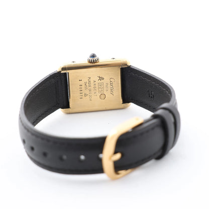 CARTIER Must Tank 3008378 925 External GP x Leather Stem-winder Burgundy Dial Watch