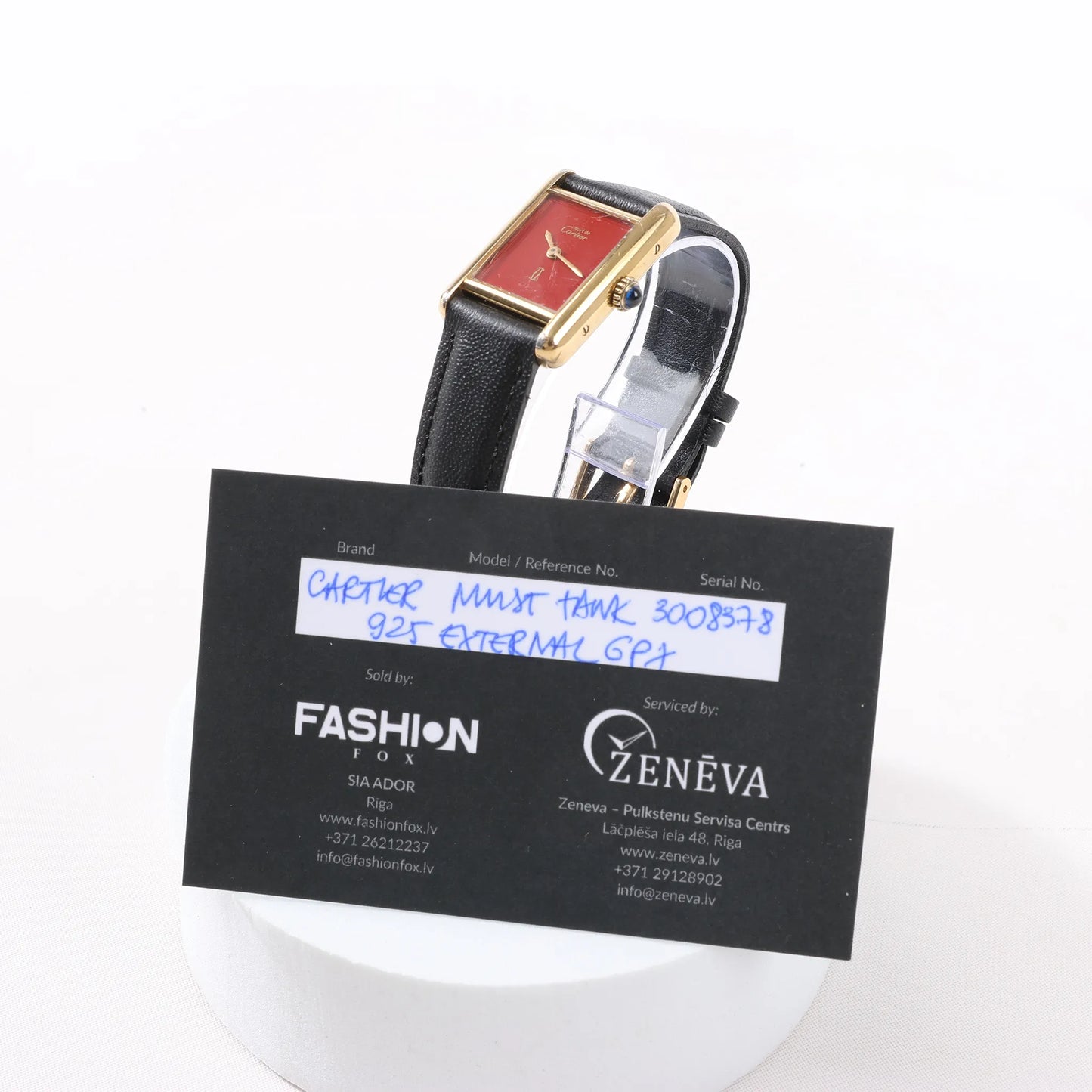 CARTIER Must Tank 3008378 925 External GP x Leather Stem-winder Burgundy Dial Watch