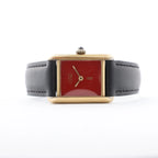 CARTIER Must Tank 3008378 925 External GP x Leather Stem-winder Burgundy Dial Watch