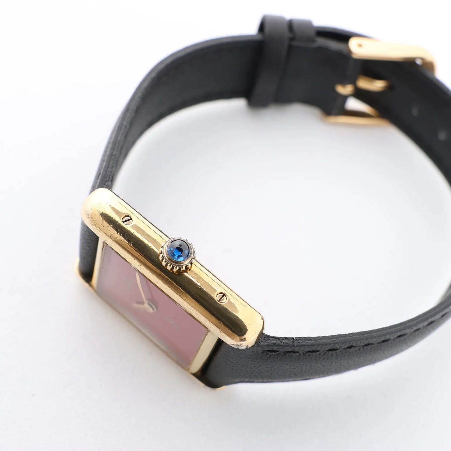 CARTIER Must Tank 3008378 925 External GP x Leather Stem-winder Burgundy Dial Watch