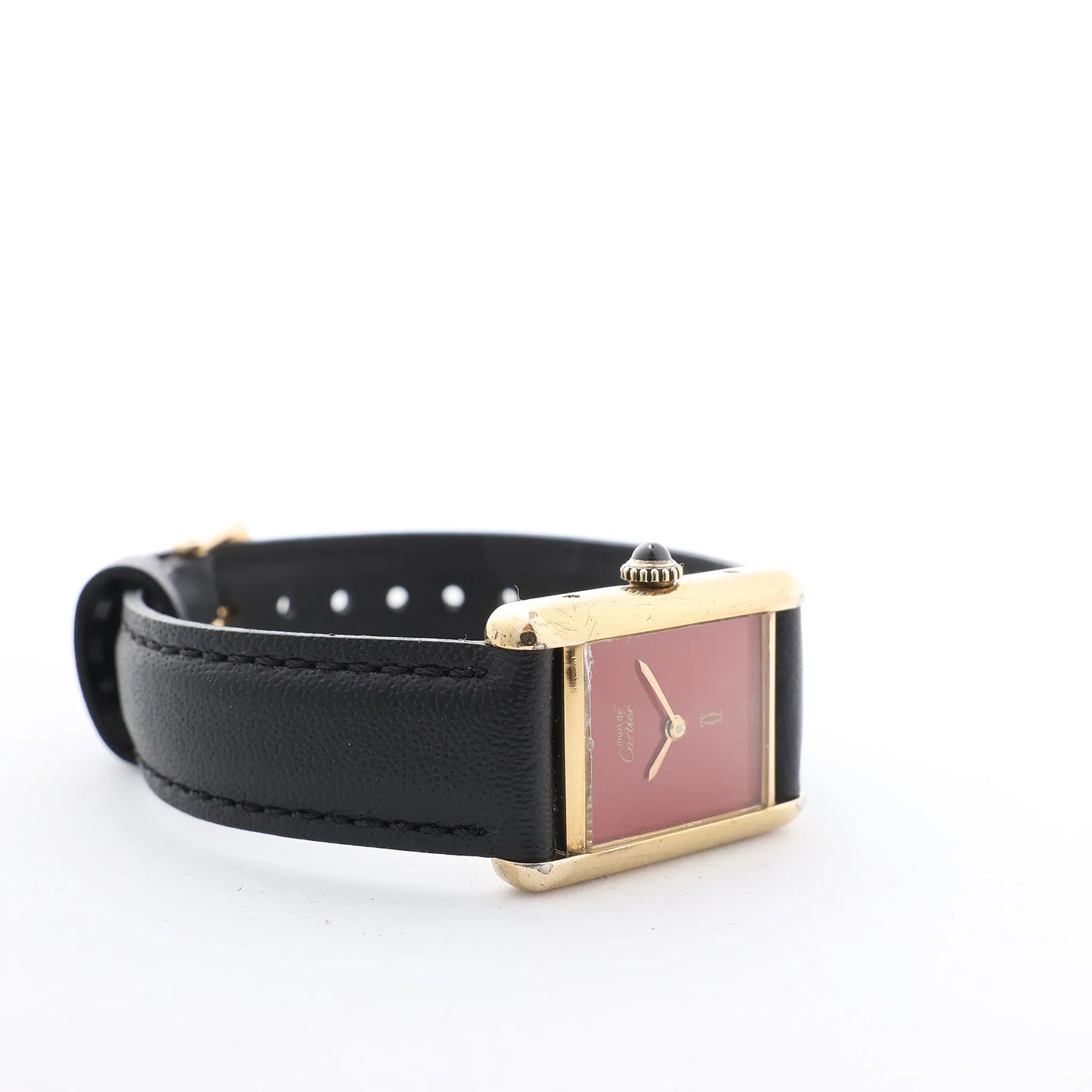 CARTIER Must Tank 3008378 925 External GP x Leather Stem-winder Burgundy Dial Watch