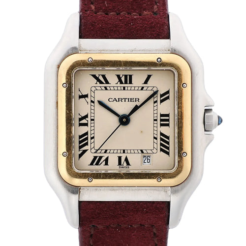 Cartier Panthère W25028B6 187949007444 Reloj de cuarzo de acero inoxidable y oro amarillo con esfera beige