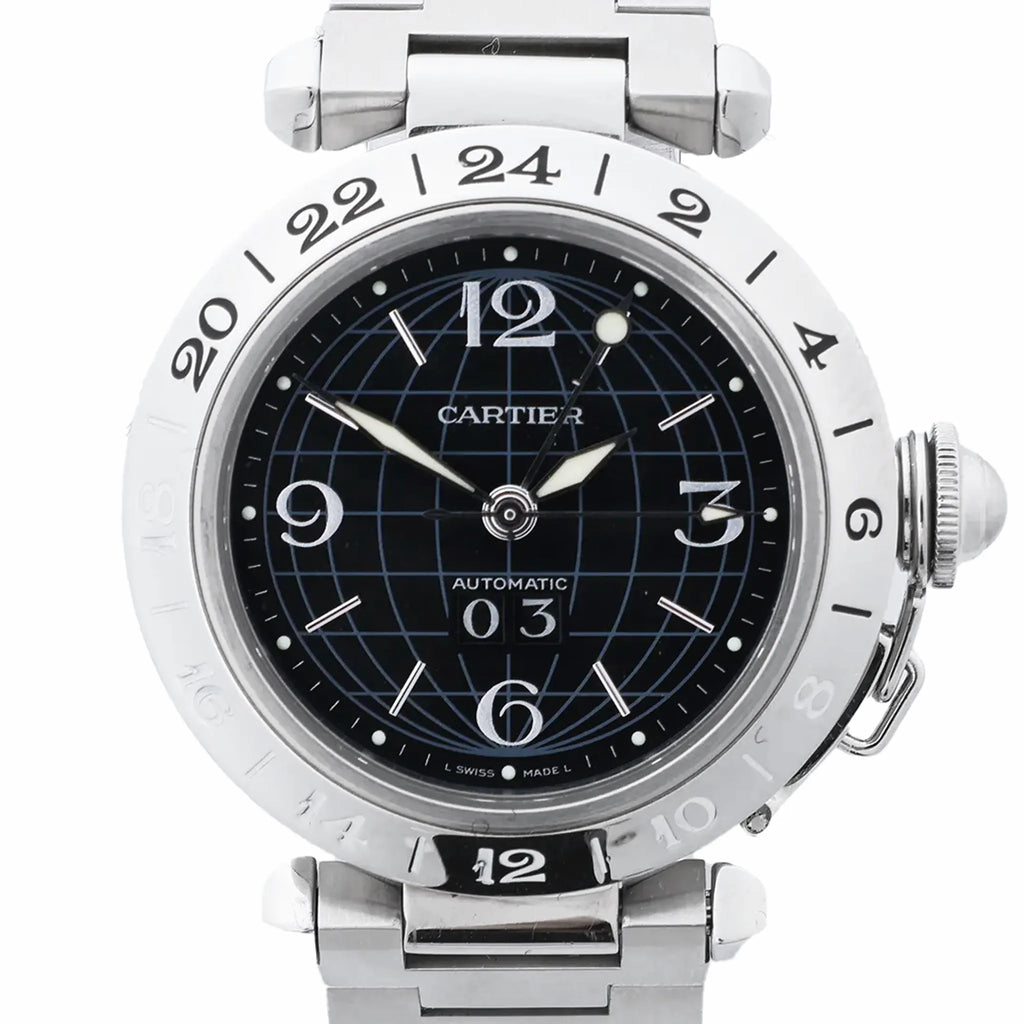 CARTIER Pasha C Meridian W31049M7 2550300244PB SS AT Watch with Black Dial