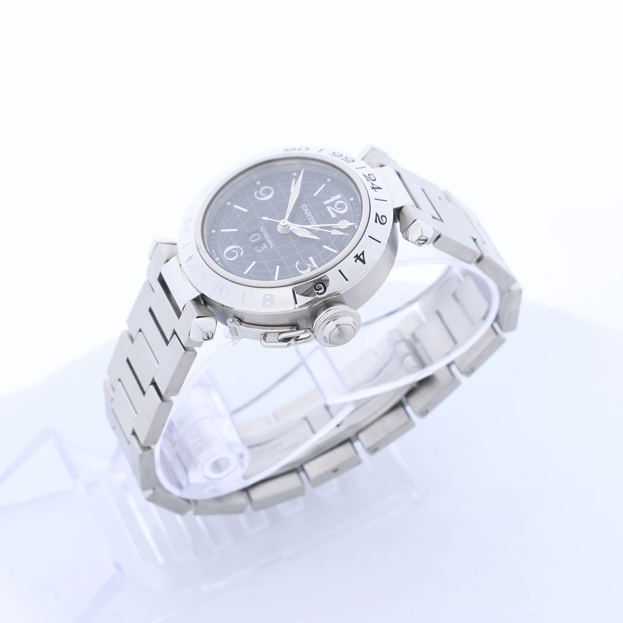 CARTIER Pasha C Meridian W31049M7 2550300244PB SS AT Watch with Black Dial