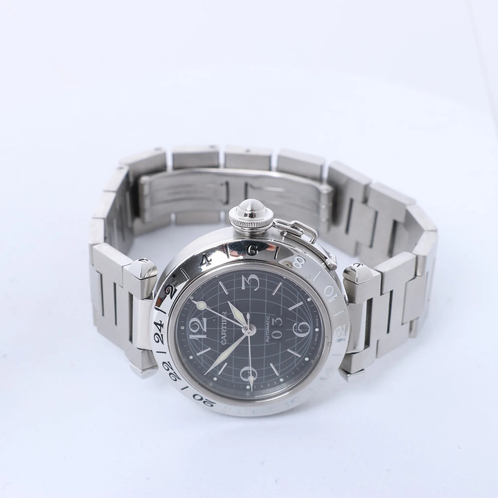CARTIER Pasha C Meridian W31049M7 2550300244PB SS AT Watch with Black Dial