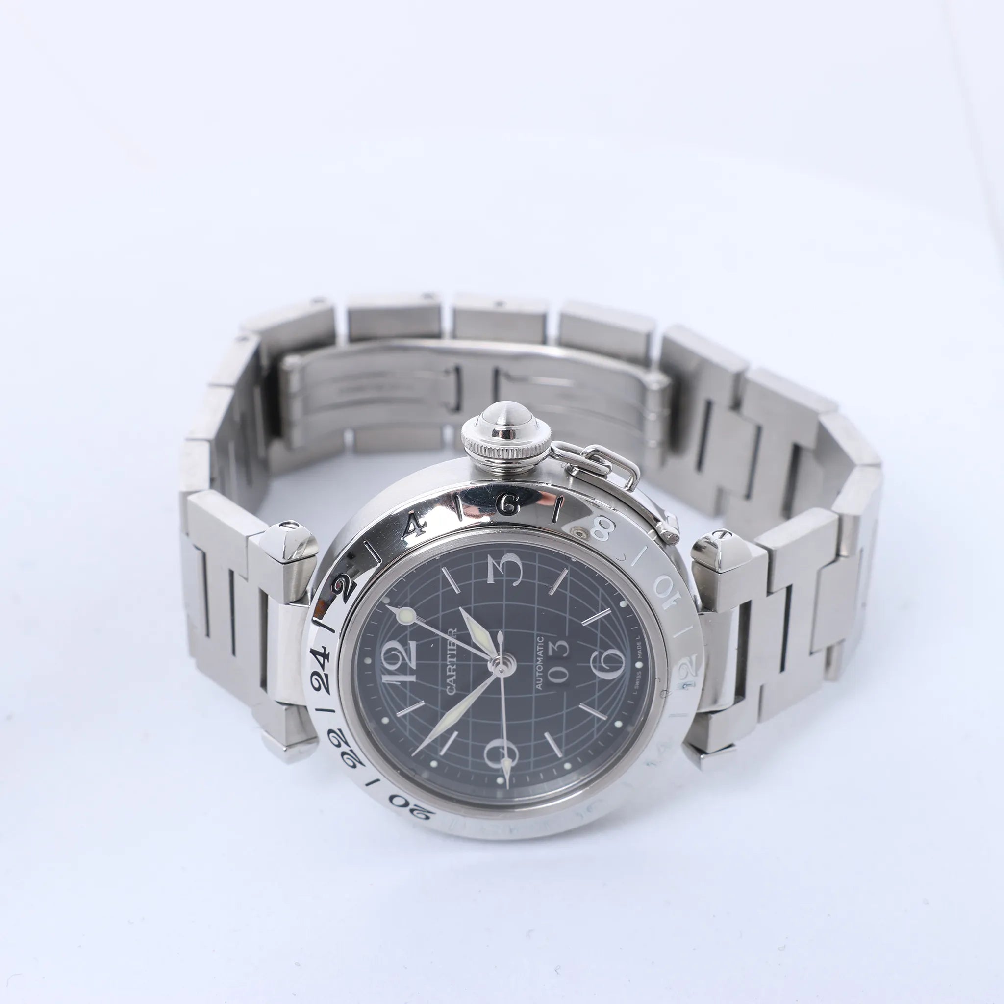 CARTIER Pasha C Meridian W31049M7 2550300244PB SS AT Watch with Black Dial