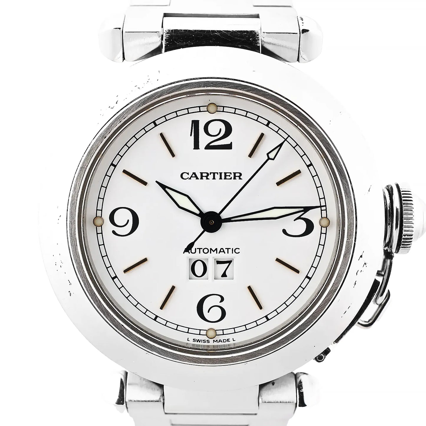 CARTIER Pasha W31044M7 2475117766PB SS AT Uhr mit weißem Zifferblatt