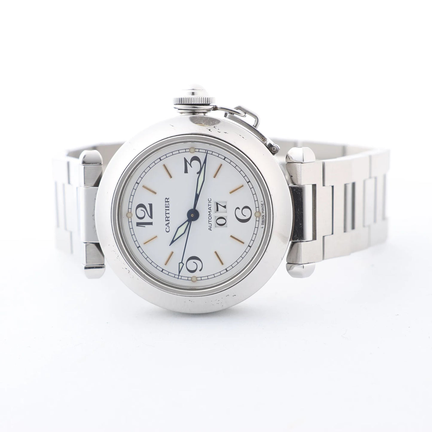 CARTIER Pasha W31044M7 2475117766PB SS AT Uhr mit weißem Zifferblatt