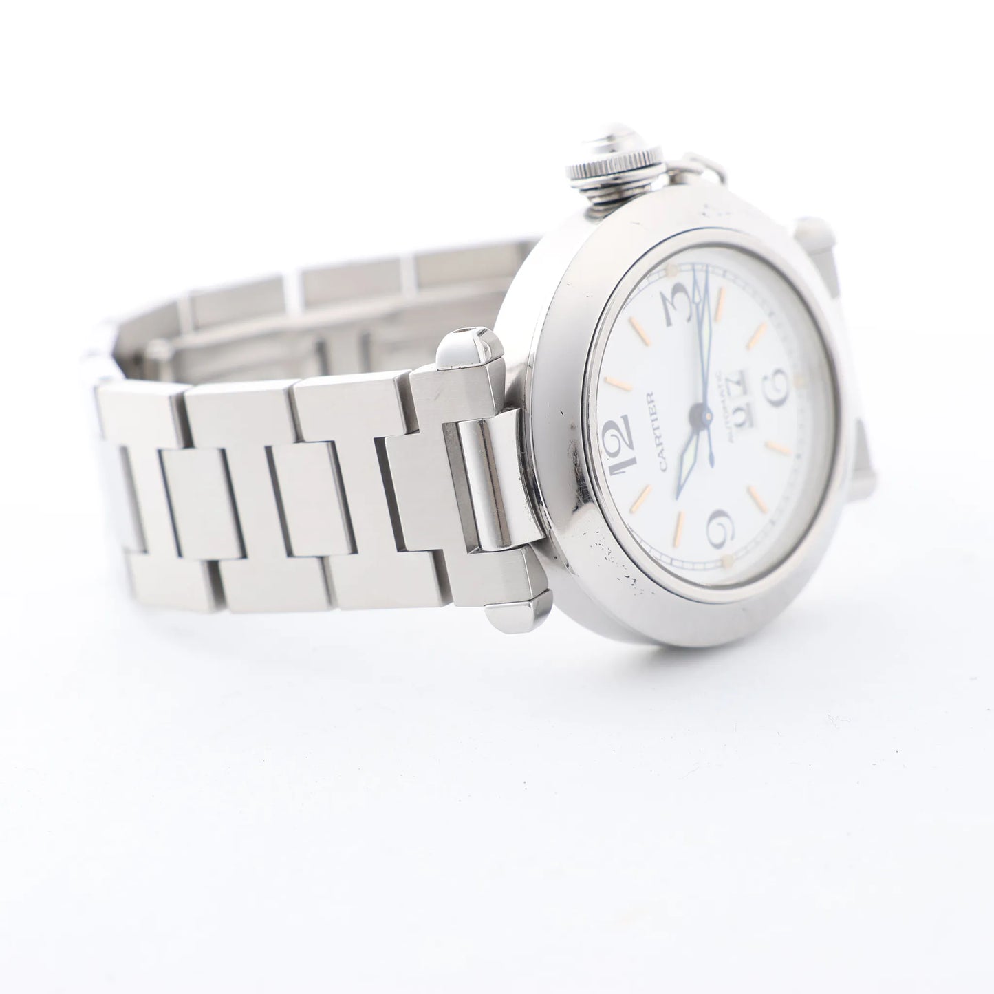 CARTIER Pasha W31044M7 2475117766PB SS AT Uhr mit weißem Zifferblatt