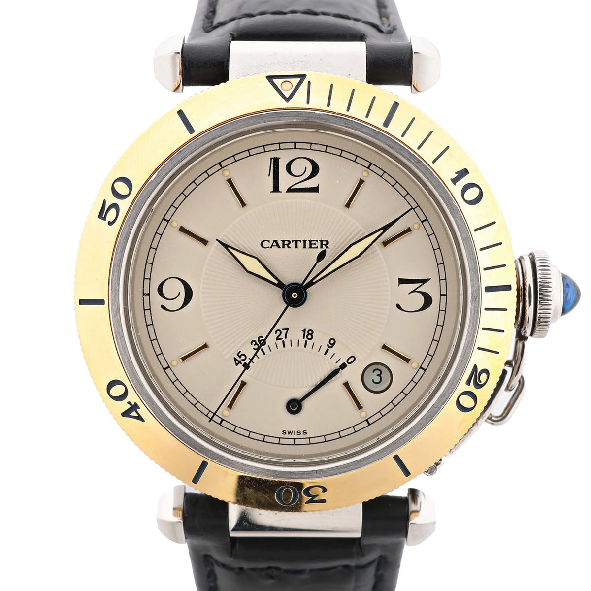 Cartier Pasha de Cartier Power Reserve W3101255 1033CC281707 SS×YG AT Watch with Beige Dial