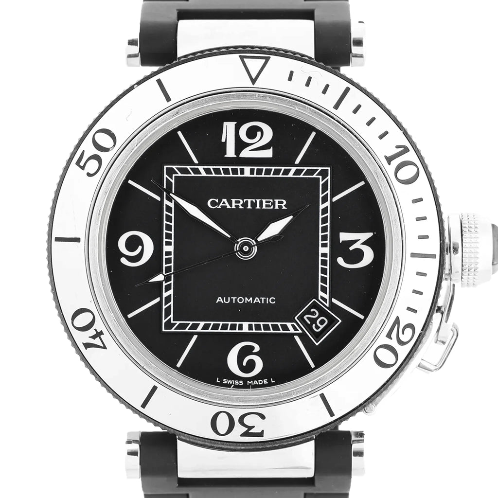 CARTIER Pasha Seatimer WW31077U2 2790520750MX SS x Rubber AT Watch with Black Dial