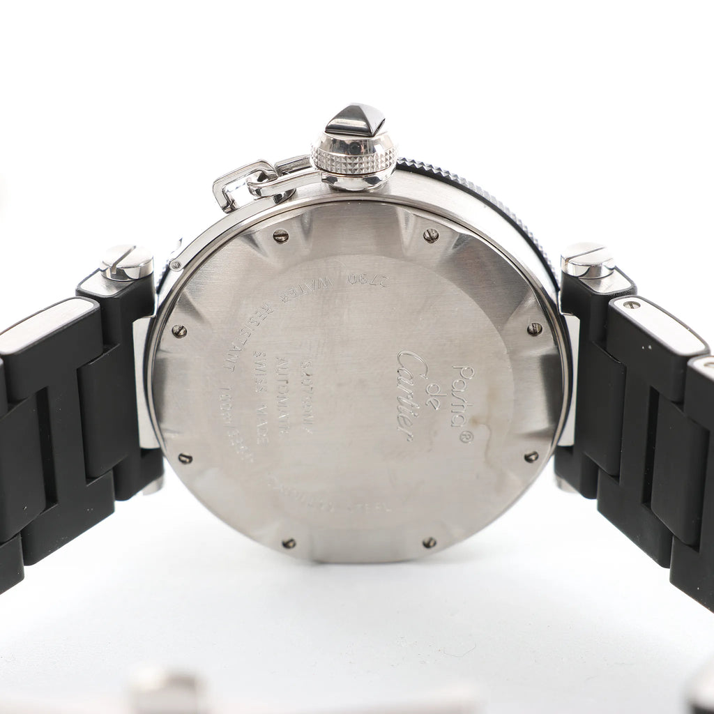 CARTIER Pasha Seatimer WW31077U2 2790520750MX SS x Rubber AT Watch with Black Dial