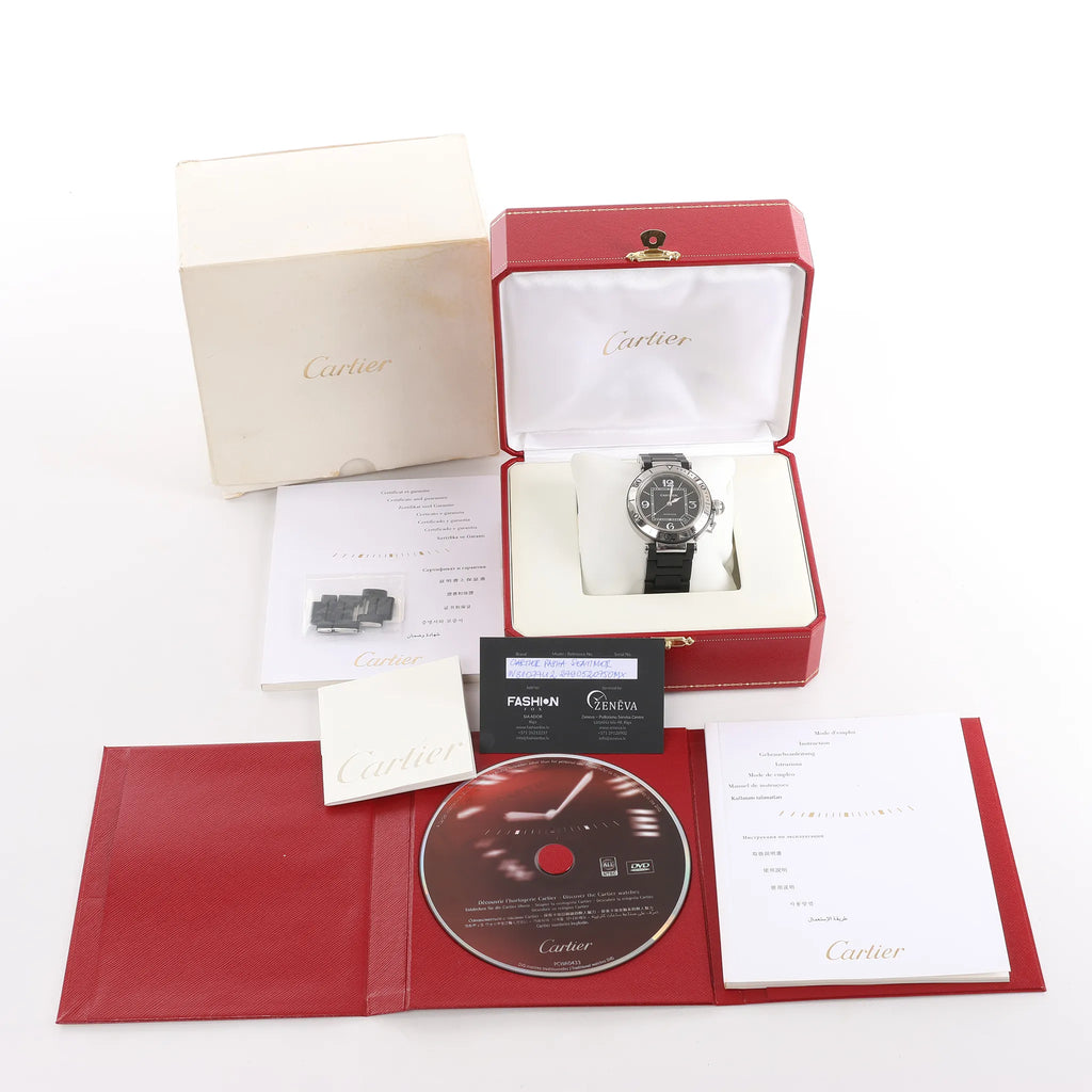 CARTIER Pasha Seatimer WW31077U2 2790520750MX SS x Rubber AT Watch with Black Dial