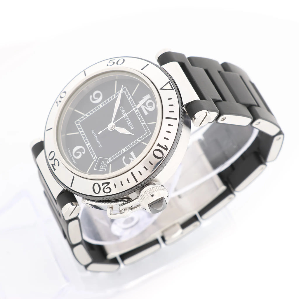CARTIER Pasha Seatimer WW31077U2 2790520750MX SS x Rubber AT Watch with Black Dial
