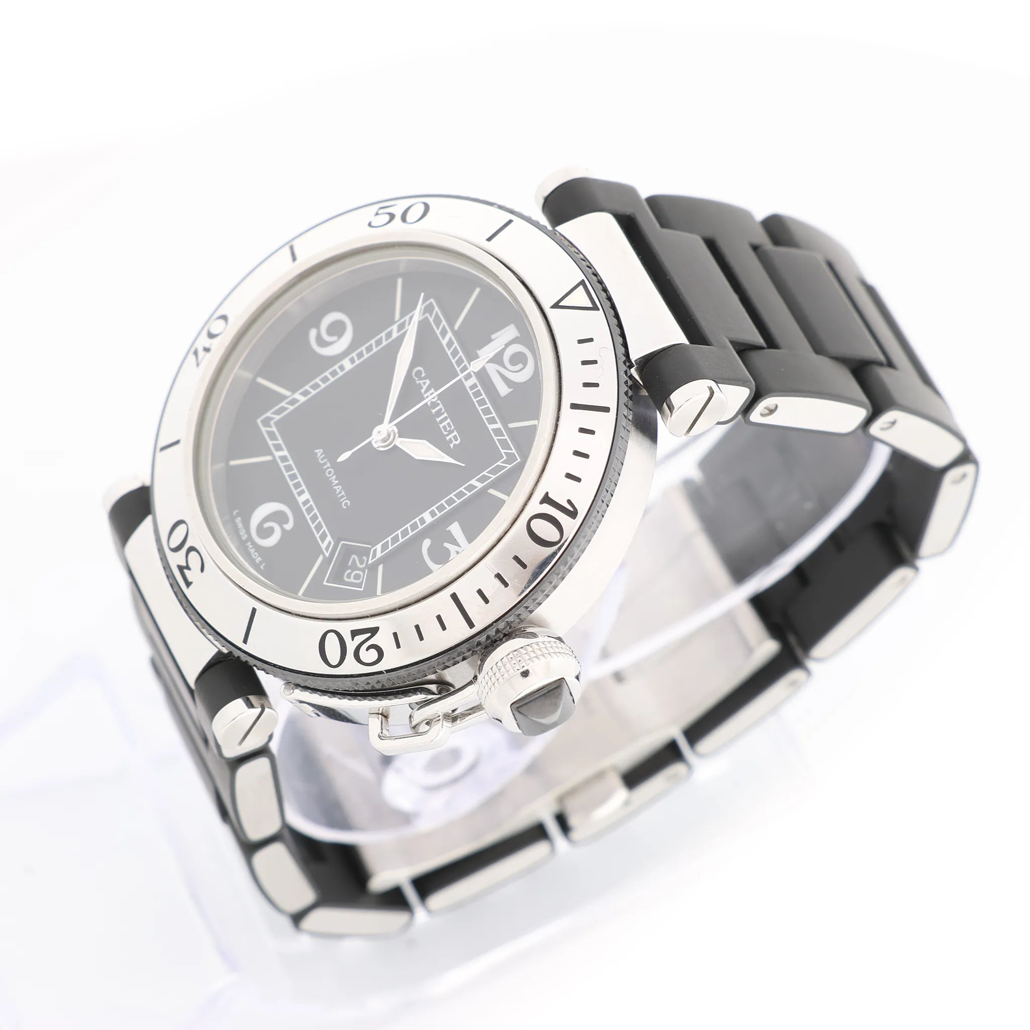 CARTIER Pasha Seatimer WW31077U2 2790520750MX SS x Rubber AT Watch with Black Dial