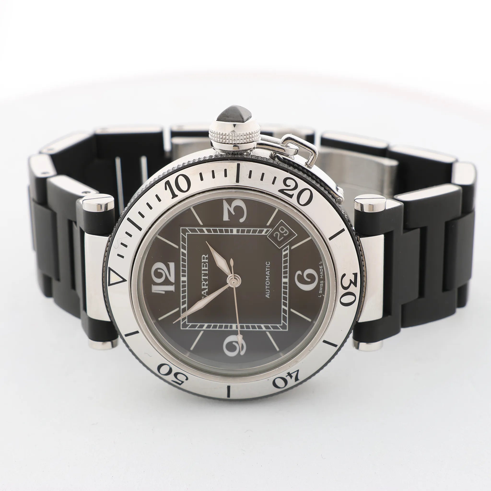 CARTIER Pasha Seatimer WW31077U2 2790520750MX SS x Rubber AT Watch with Black Dial