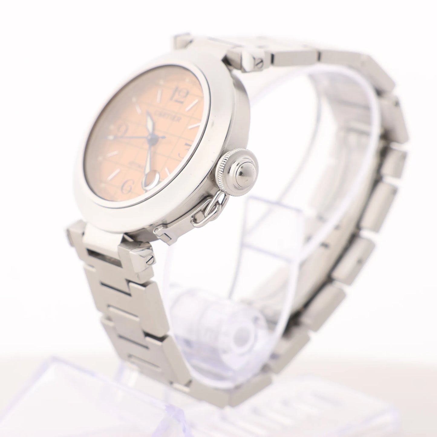 CARTIER Pasha W31024M7 2324CC514849 SS AT Uhr mit orangefarbenem Zifferblatt