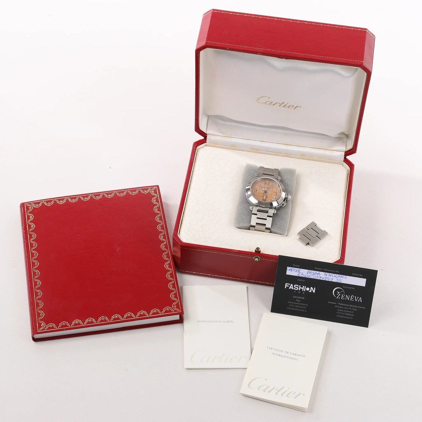 CARTIER Pasha W31024M7 2324CC514849 SS AT Uhr mit orangefarbenem Zifferblatt