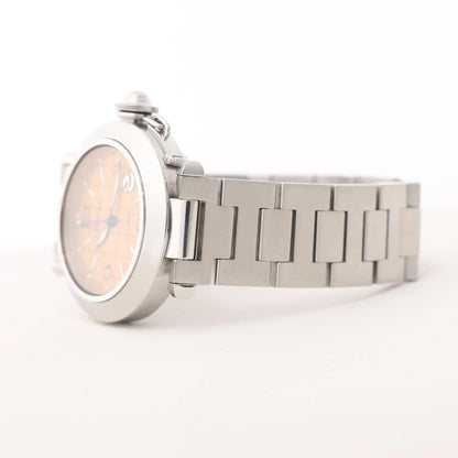 CARTIER Pasha W31024M7 2324CC514849 SS AT Uhr mit orangefarbenem Zifferblatt