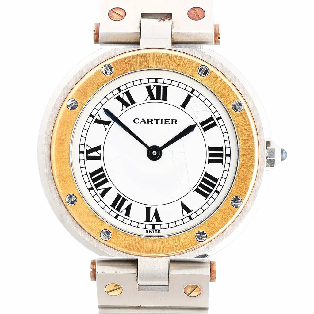 Cartier Santos 83038288 8191204082 SS×YG QZ Watch with White Dial