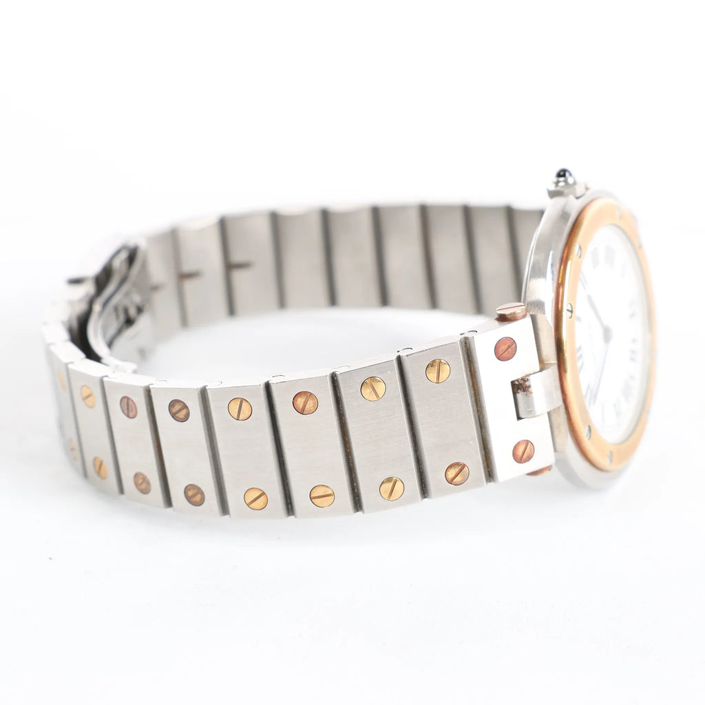 Cartier Santos 83038288 8191204082 SS×YG QZ Watch with White Dial