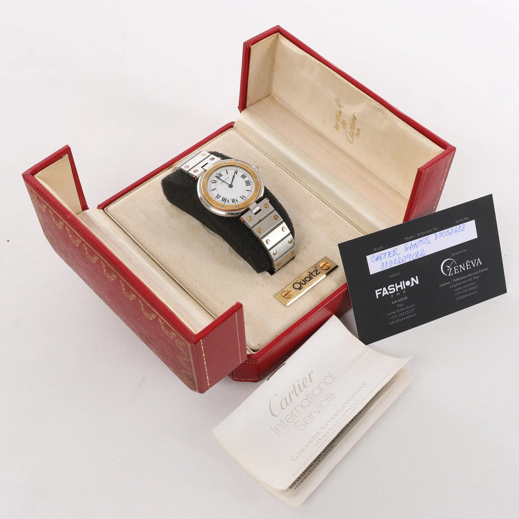 Cartier Santos 83038288 8191204082 SS×YG QZ Watch with White Dial