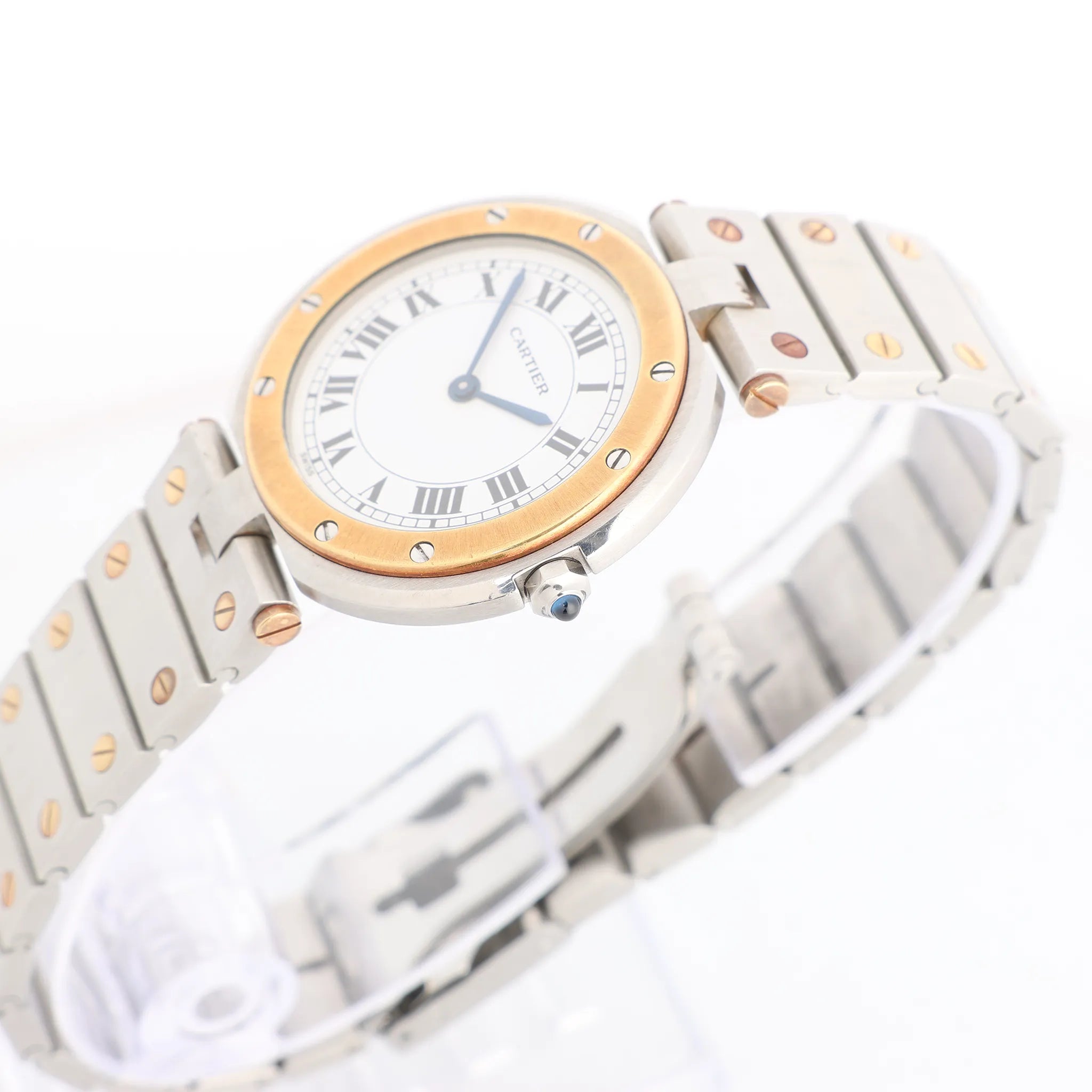 Cartier Santos 83038288 8191204082 SS×YG QZ Watch with White Dial