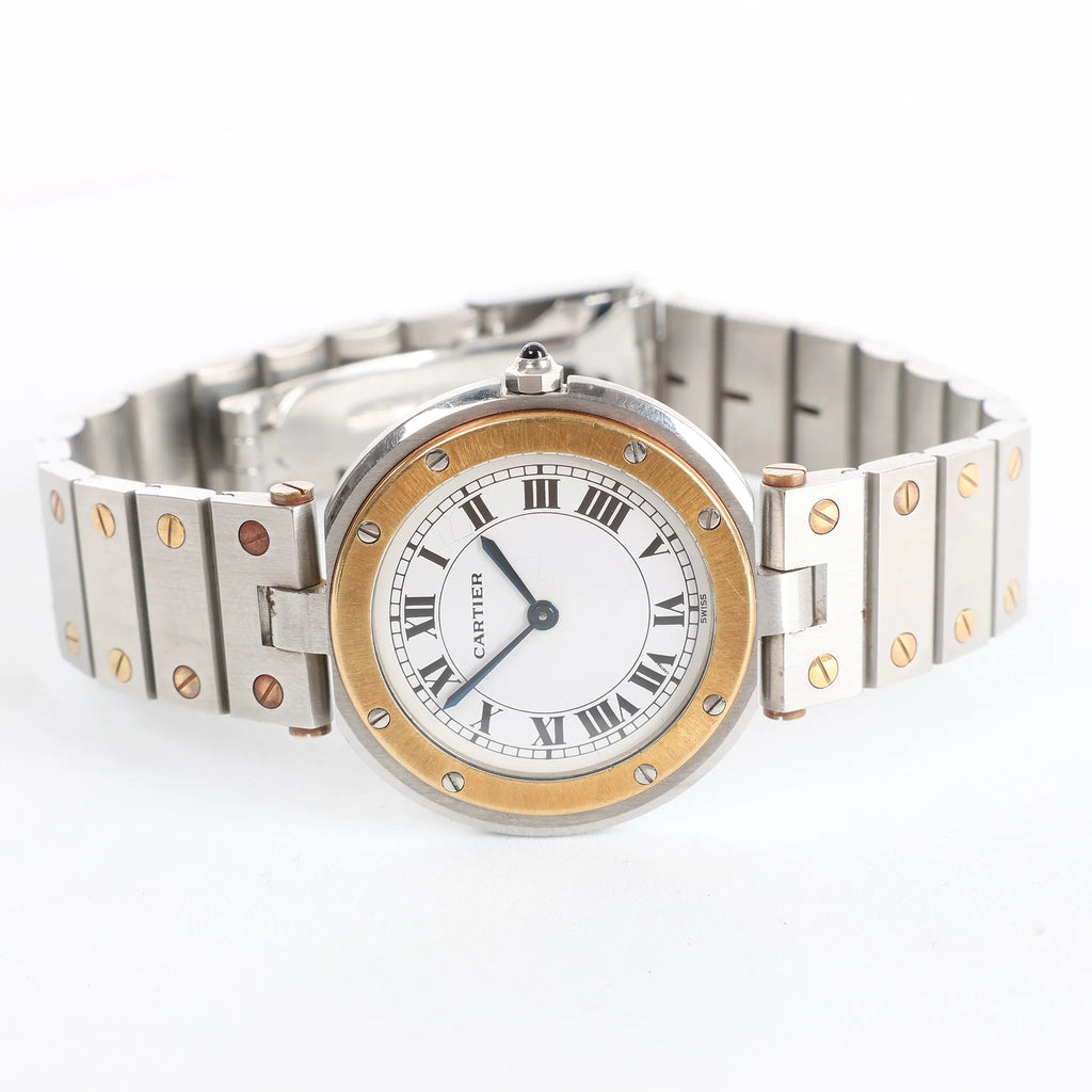 Cartier Santos 83038288 8191204082 SS×YG QZ Watch with White Dial