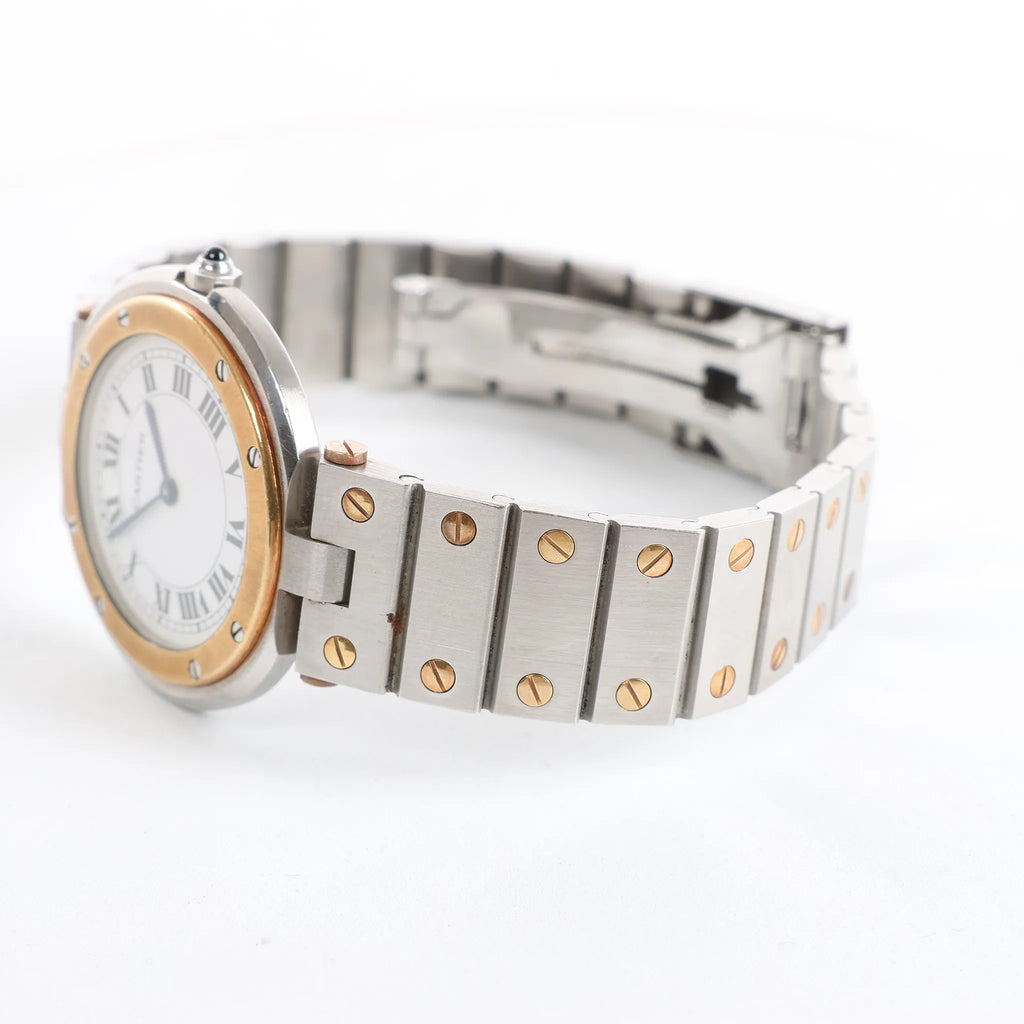 Cartier Santos 83038288 8191204082 SS×YG QZ Watch with White Dial