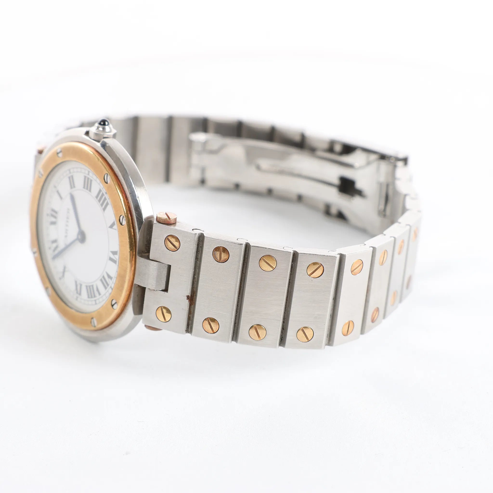 Cartier Santos 83038288 8191204082 SS×YG QZ Watch with White Dial