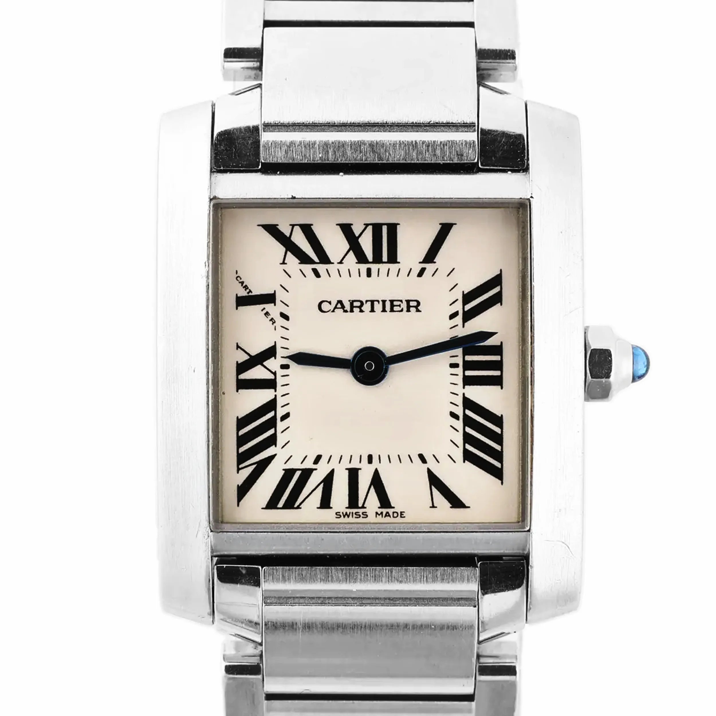 Cartier Tank Francaise SM W51008Q3 SS x QZ Watch with Silver Dial