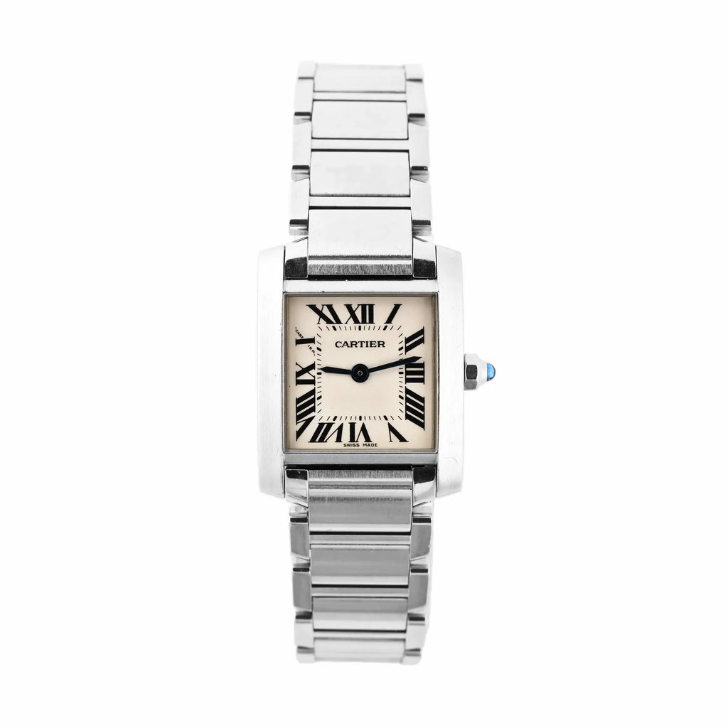 Cartier Tank Francaise SM W51008Q3 SS x QZ Watch with Silver Dial