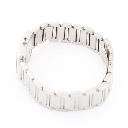 Cartier Tank Française SM W51008Q3 SS x QZ Uhr mit silbernem Zifferblatt