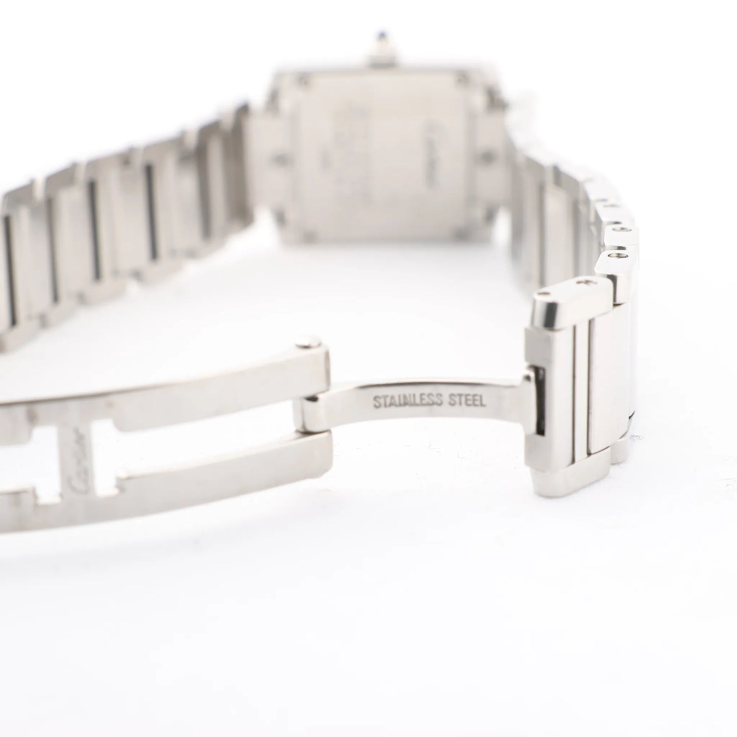 Cartier Tank Française SM W51008Q3 SS x QZ Uhr mit silbernem Zifferblatt