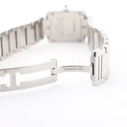 Cartier Tank Française SM W51008Q3 SS x QZ Uhr mit silbernem Zifferblatt