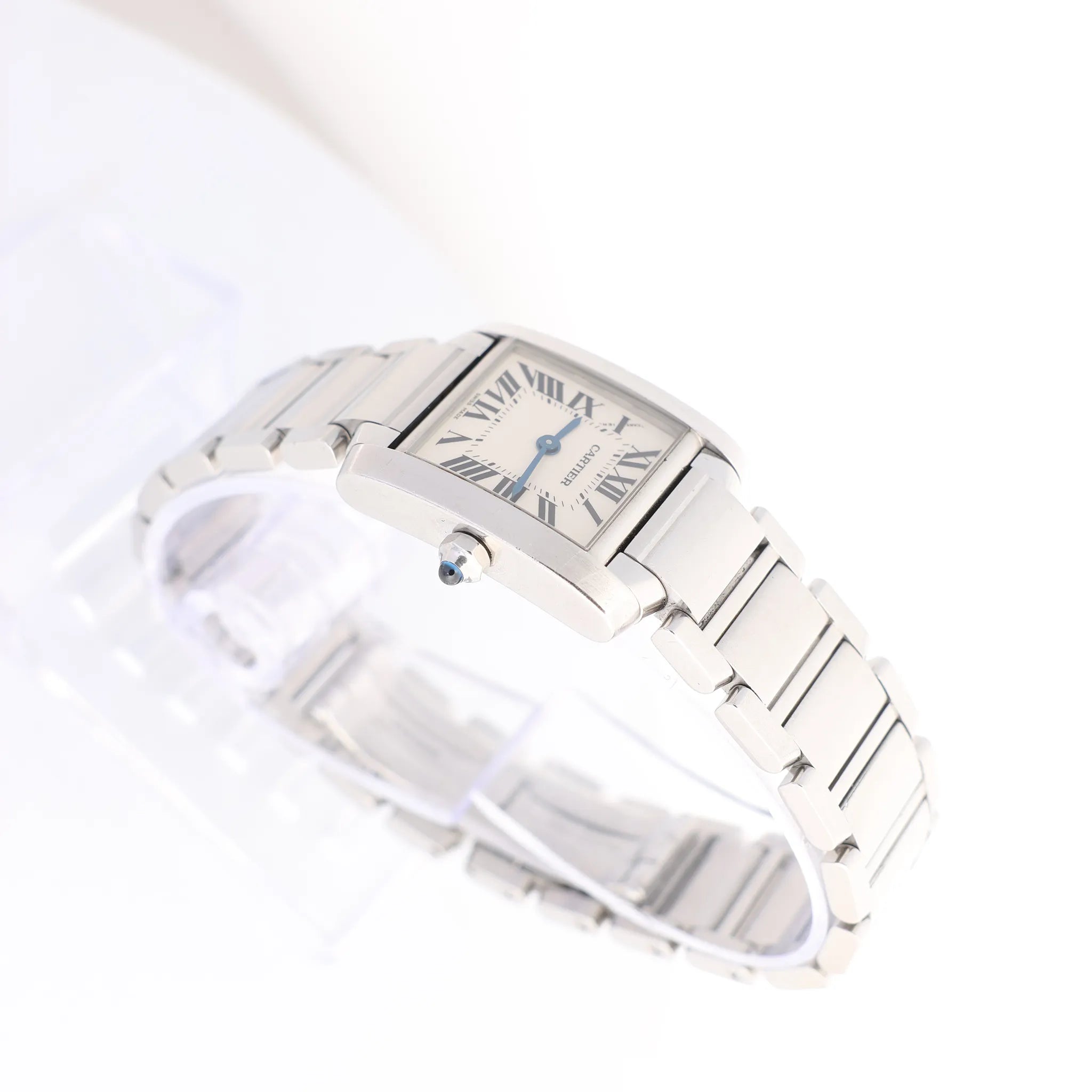 Cartier Tank Francaise SM W51008Q3 SS x QZ Watch with Silver Dial