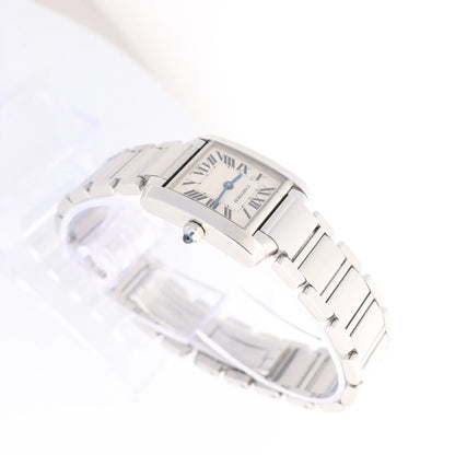 Cartier Tank Française SM W51008Q3 SS x QZ Uhr mit silbernem Zifferblatt